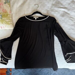 Chaus Black Blouse with Flared Sleeves